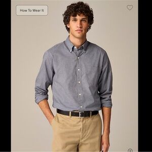 NWT J.CREW Men's Smoky Slate Slim Small Secret Wash Cotton Poplin Shirt